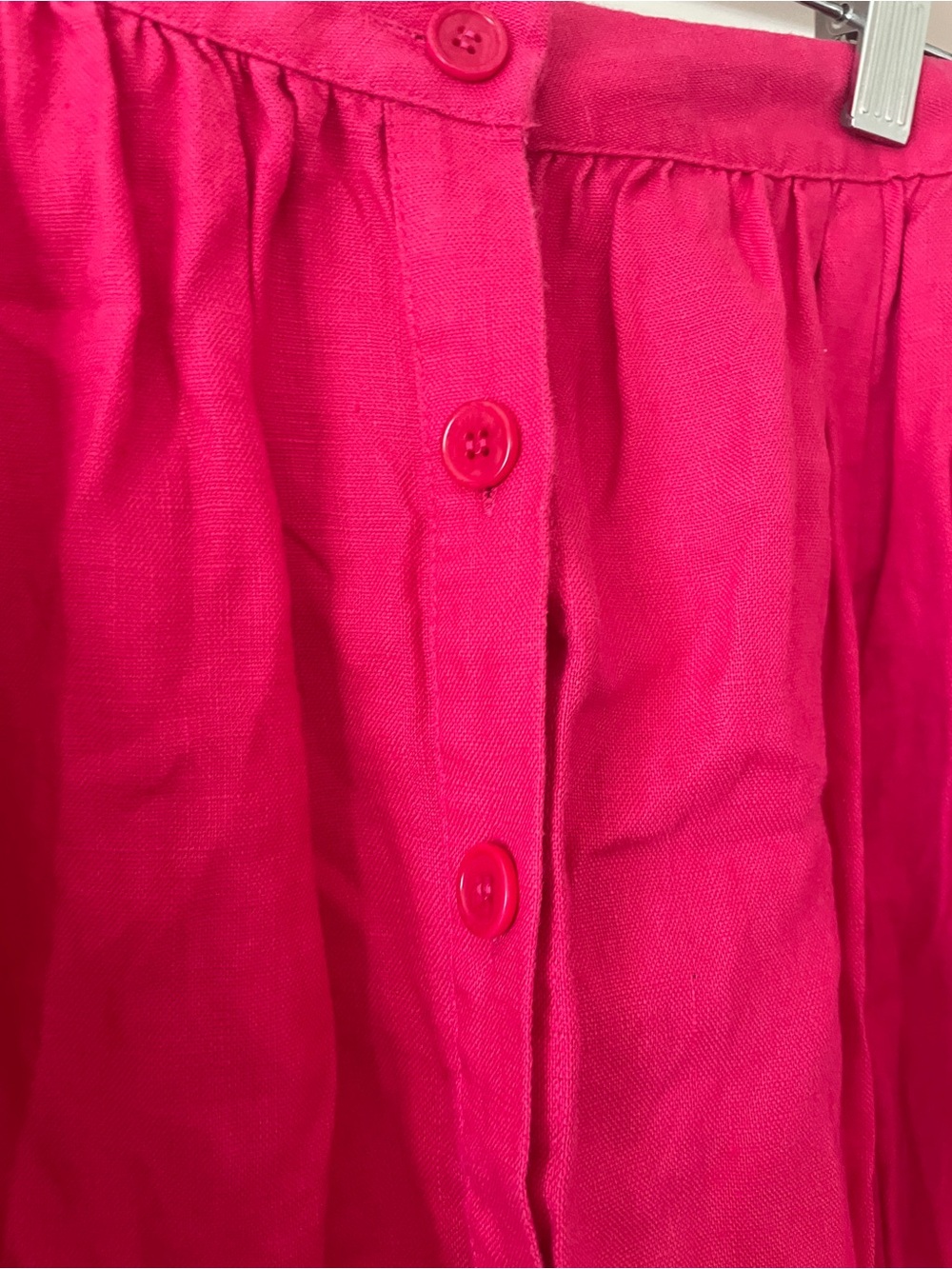 (Reformation) Hot Pink Button-Front Midi Skirt Set - Picture 7 of 9